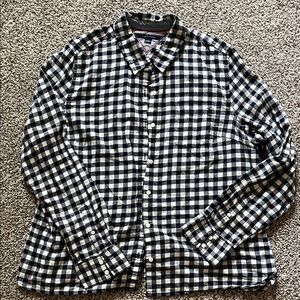 Tommy Hilfiger Navy and White Checkered Button Down Shirt